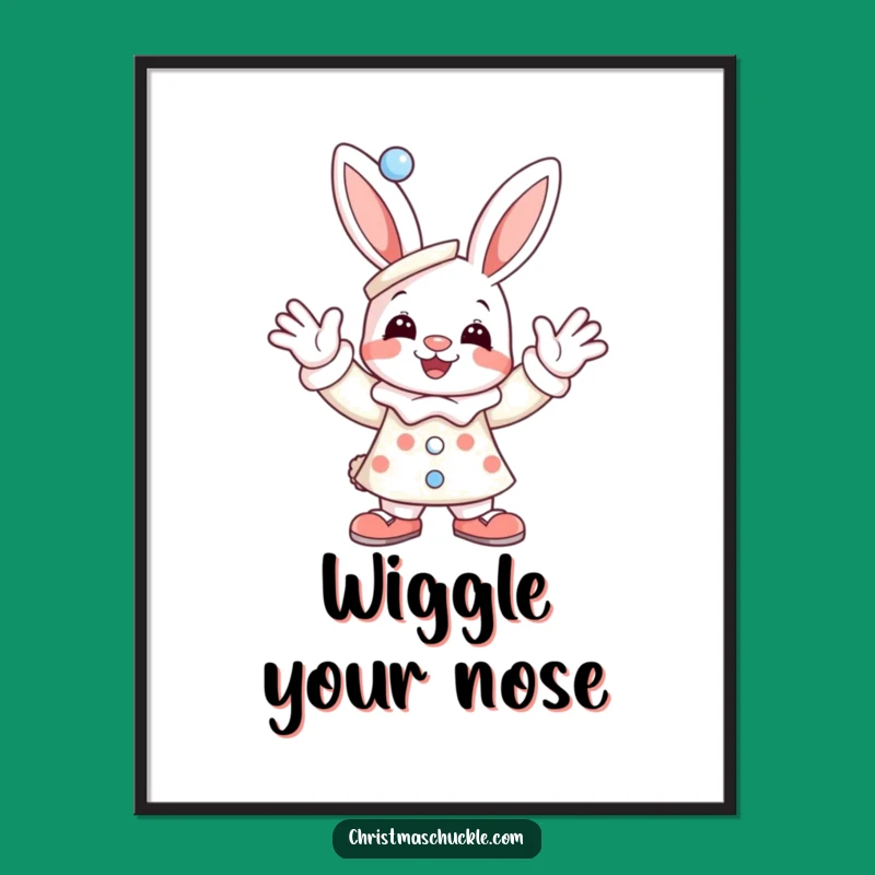 Funny Bunny Clown Digital Print: Joyful Waving Art, Instant Humorous Decor!