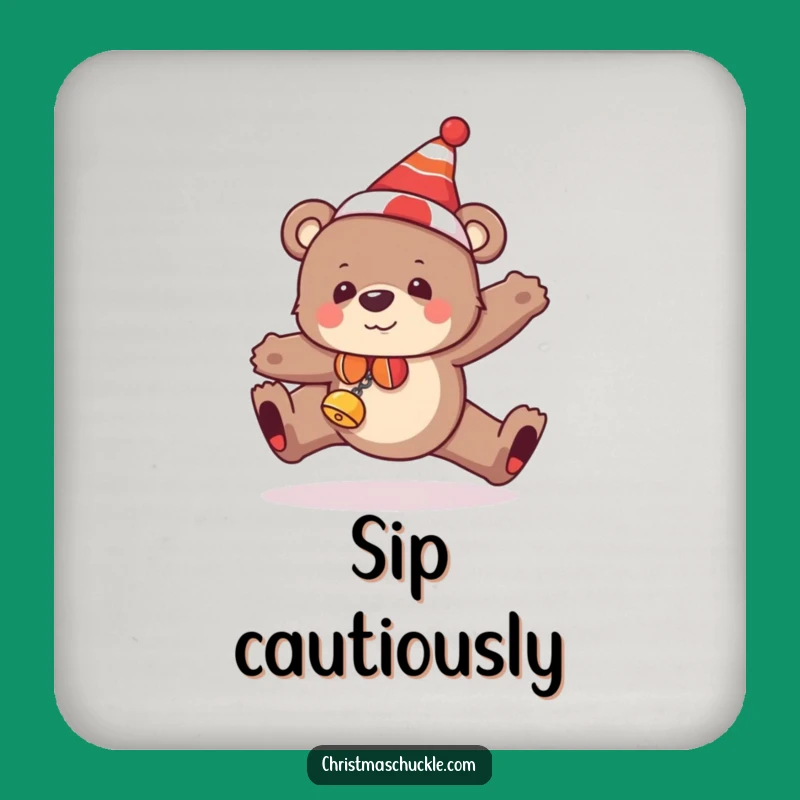 Funny Bear Tripping Coasters (Set of 4): Protect Surfaces from Clumsy Cheer, Unique Gag Funny Gift