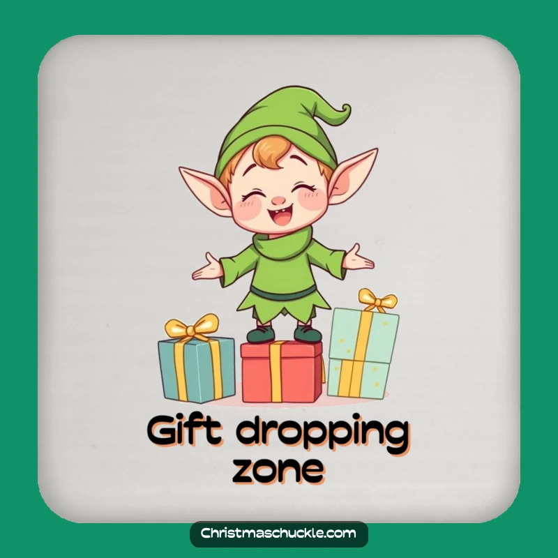Funny Clumsy Elf Coaster - Protect Surfaces with Holiday Whimsy!