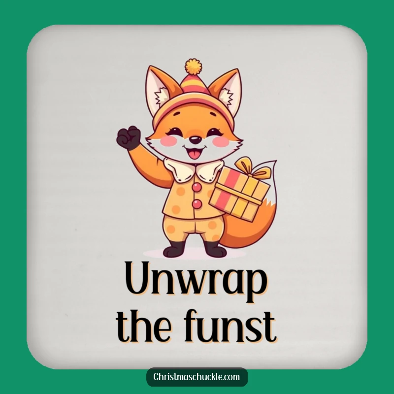 Funny Fox Clown Coasters: Hilarious Festive Gift Set for Protecting Surfaces