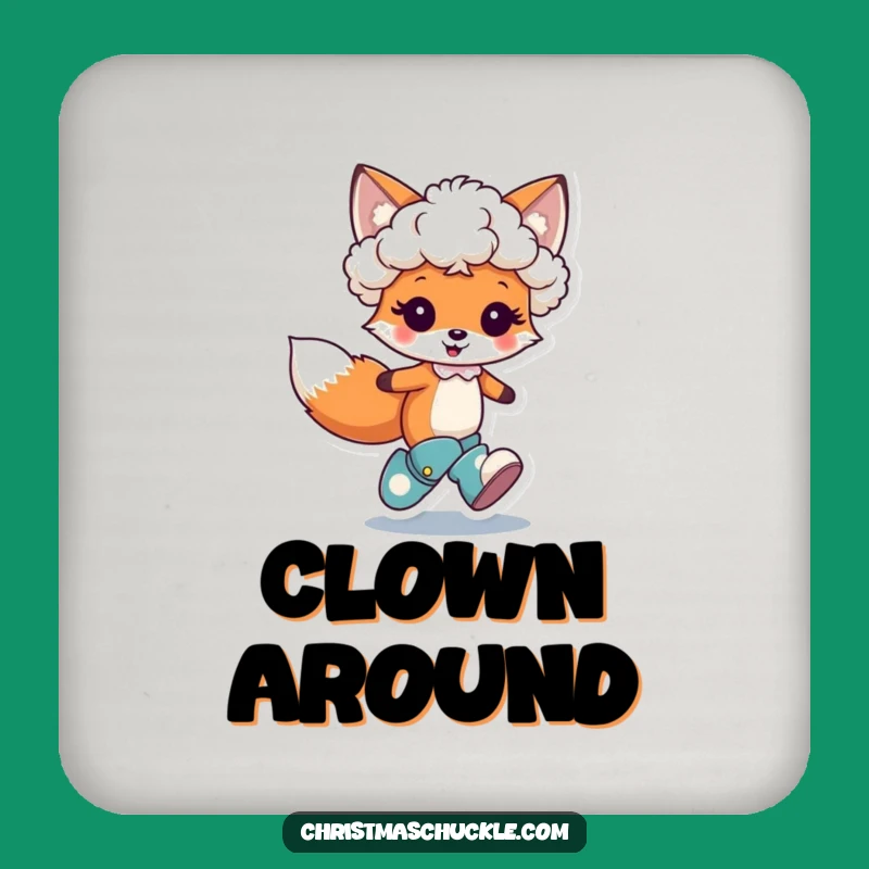 Funny Fox Clown Drink Coaster - Protect Surfaces with Hilarious Character Art