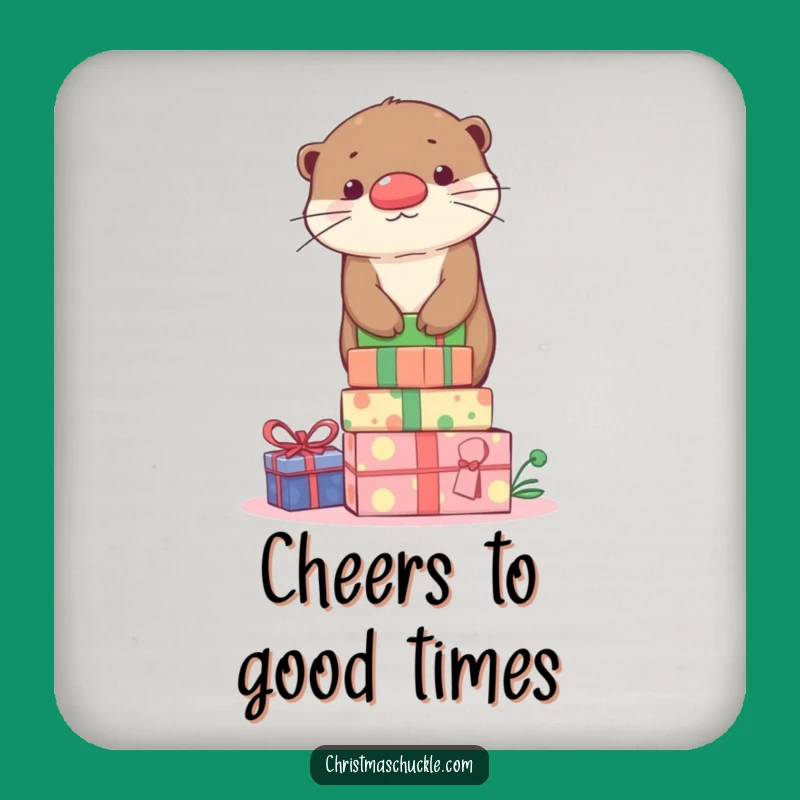 Funny Otter Clown Presents Coaster - Protect Surfaces with Cute Art