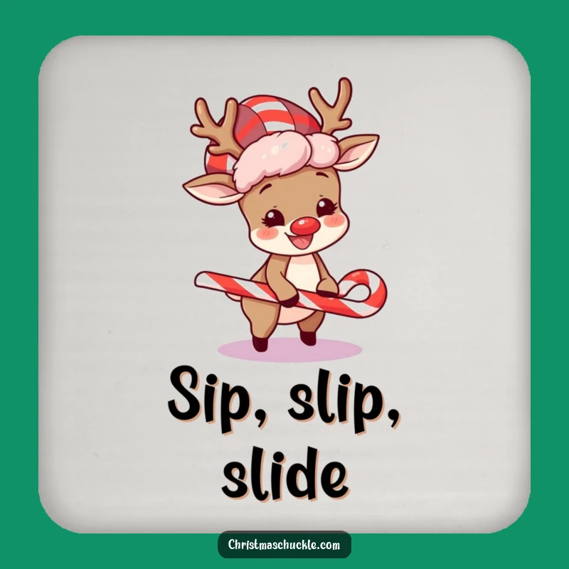 Funny Reindeer Coaster: Protect Surfaces with Holiday Clown Character
