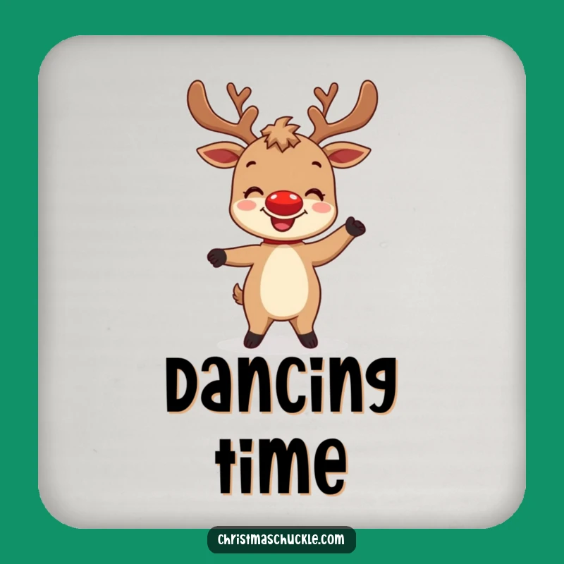 Funny Reindeer Dance Drink Coaster - Festive Protection with Hilarious Art