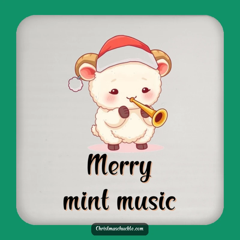 Funny Sheep Santa Trumpet Coaster: Protect Surfaces with Holiday Humor