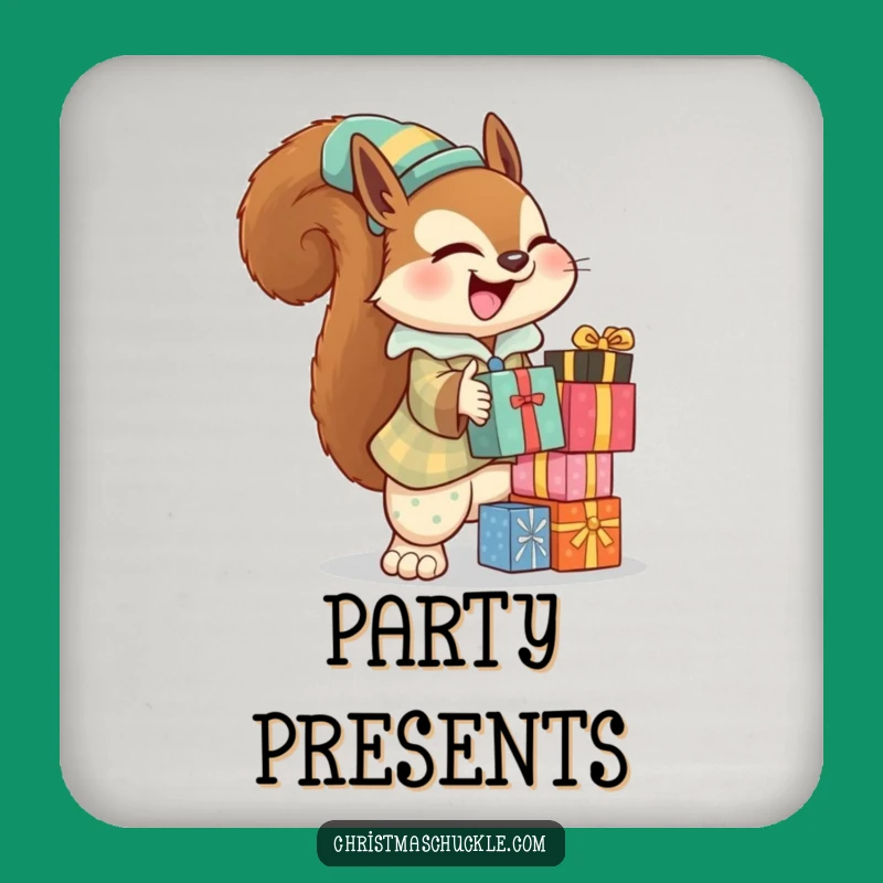 Funny Squirrel Clown Coasters (Set of 4): Protect Surfaces with Festive Flair, Unique Whimsical Funny Gift