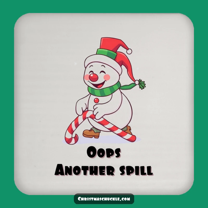 Funny Snowman Clown Coaster: Festive Top Hat Mishap, Hilarious Housewarming Gift