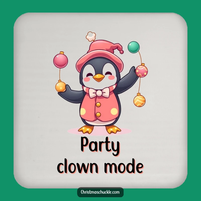 Funny Penguin Clown Coasters: Protect Surfaces with Festive Humor