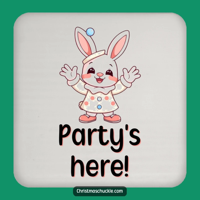Funny Bunny Clown Coaster: Protect Surfaces, Add Humor & Cheerful Gift!