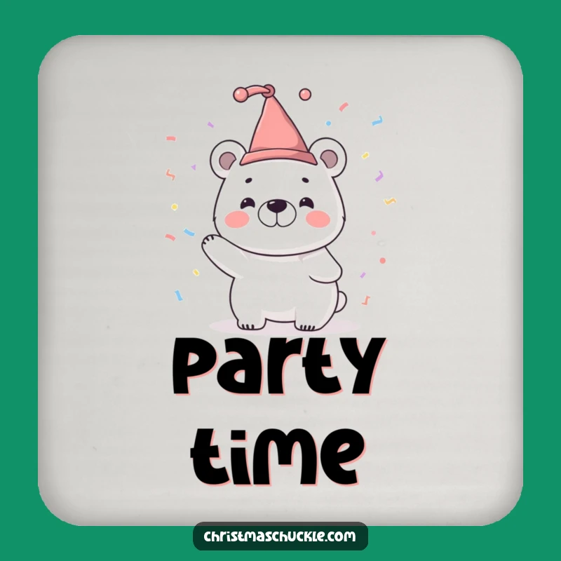 Funny Jester Polar Bear Drink Coaster - Festive Protection with Art