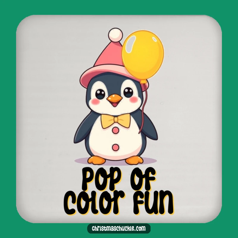 Funny Kawaii Clown Penguin Drink Coaster: Playful Protection - Hilarious Funny Gift!