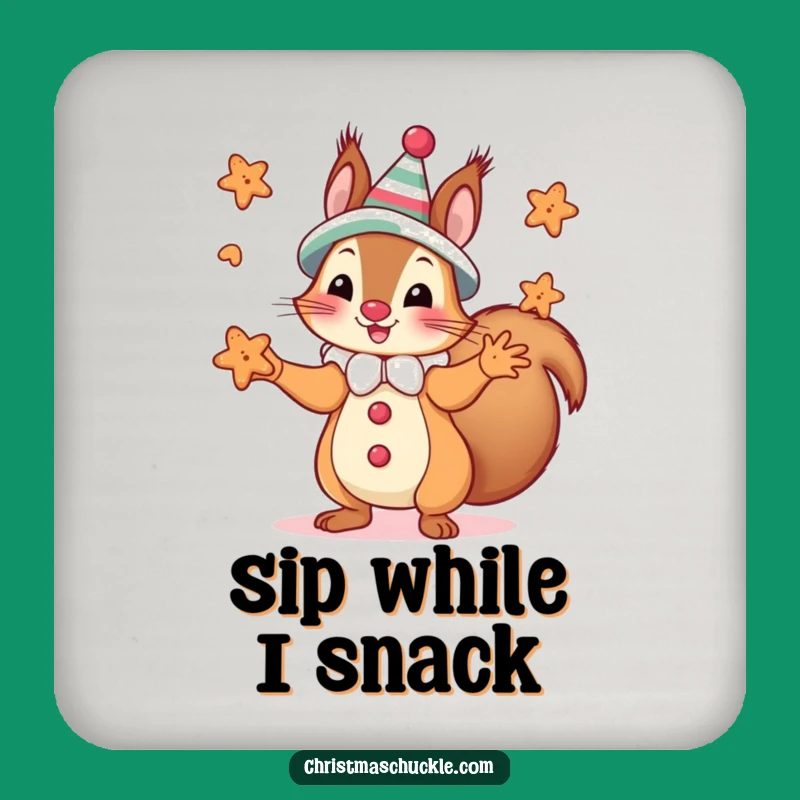 Funny Squirrel Clown Cookie Coaster - Protect Surfaces with Comical Art