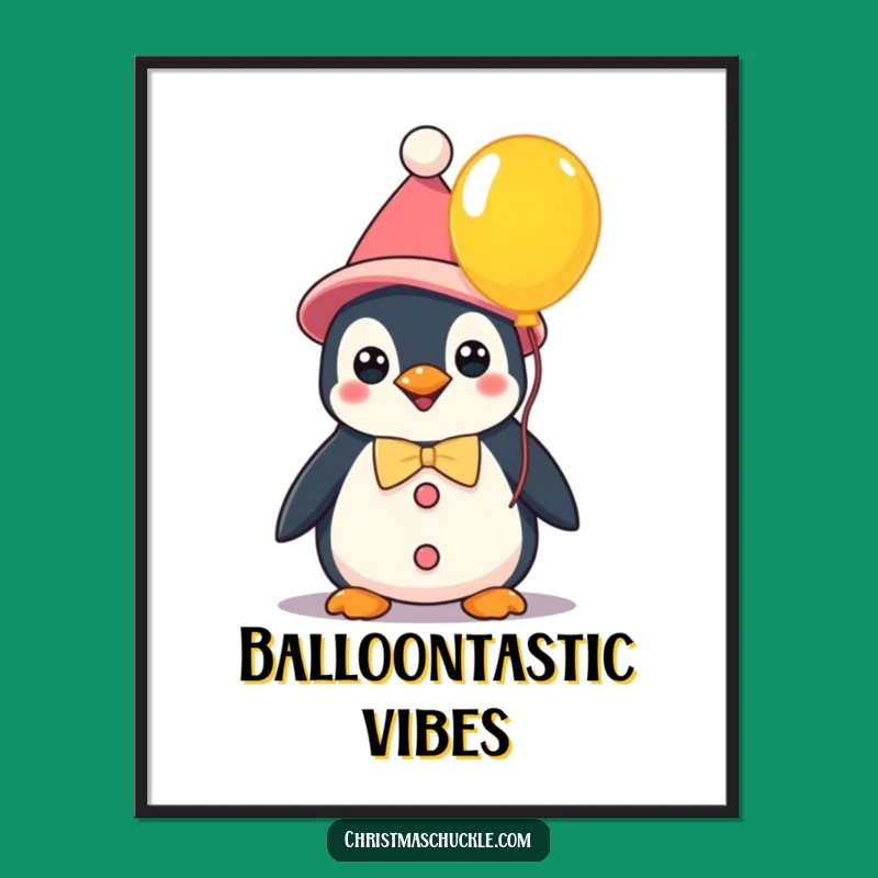 Funny Kawaii Clown Penguin Poster: Balloon Art Print - Great Funny Gift!