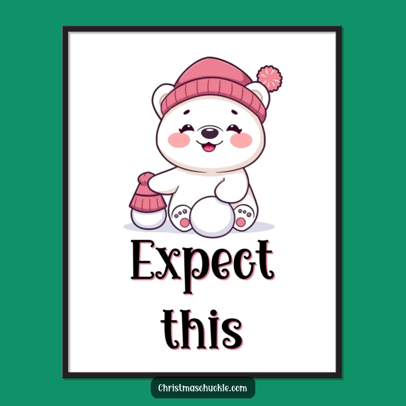 Funny Polar Bear Art Print - Whimsical Winter Character Decor for Walls