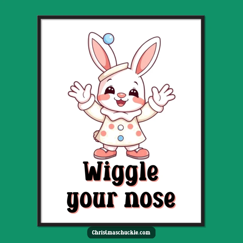 Funny Bunny Clown Poster: Joyful Waving Art, Quirky & Humorous Decor!