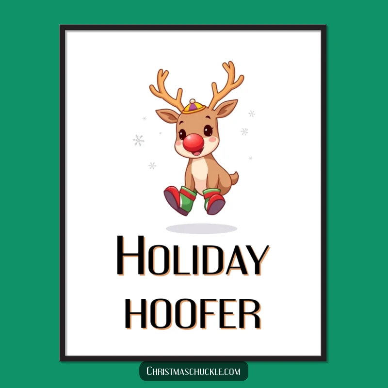 Funny Reindeer Clown Poster: Festive Wall Art for a Laugh