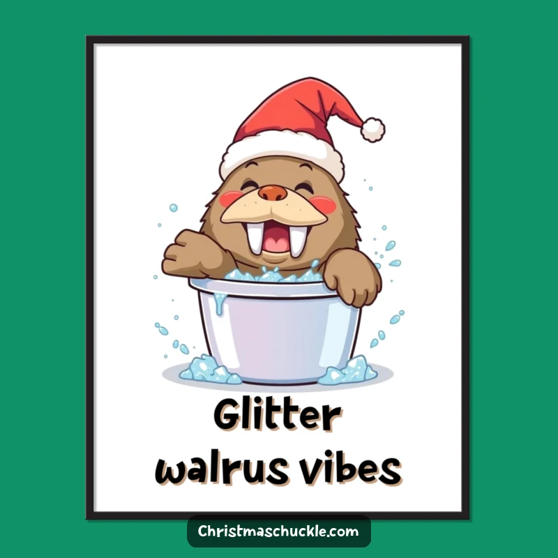 Funny Walrus Clown Poster: Happy Glitter Splash Wall Art Gift!