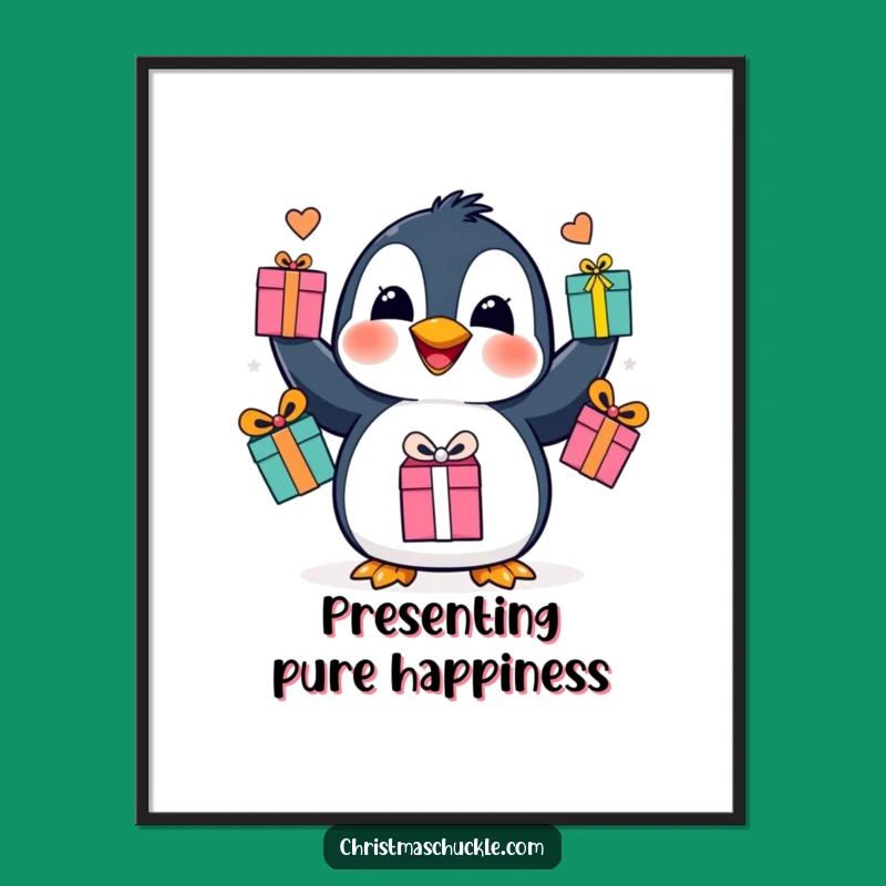 Funny Penguin Juggling Poster: Festive Wall Art for a Happy Home