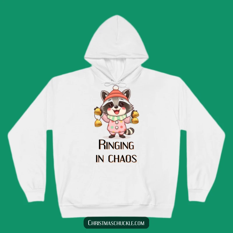 Cozy Funny Raccoon Clown Hoodie: Warm Holiday Gift with Hilarious Charm