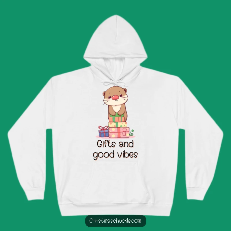 Funny Otter Clown Presents Hoodie - Cozy & Comical Warmth Gift