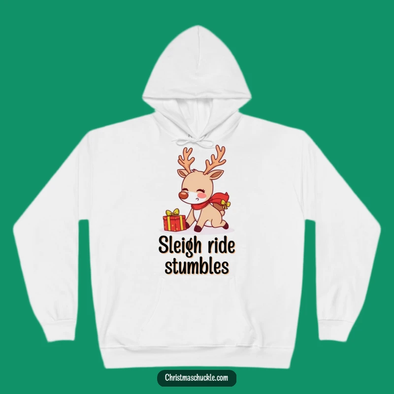 Cozy Funny Tripping Reindeer Hoodie: Warmth Meets Holiday Mishaps