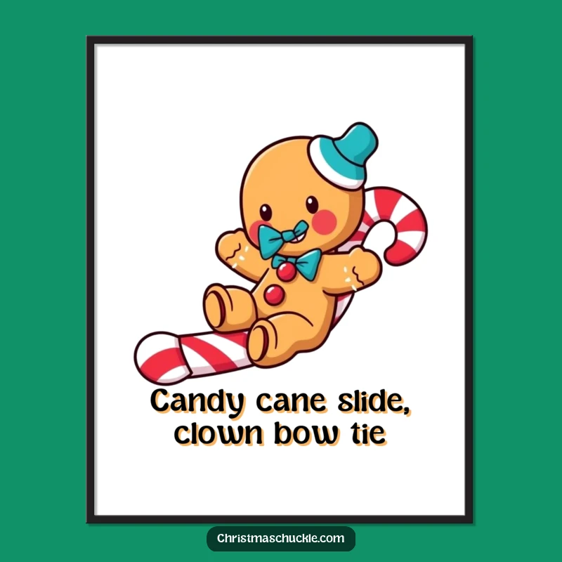 Free Printable Wall Art: Jolly Gingerbread Man Candy Cane, Downloadable Decor Gift