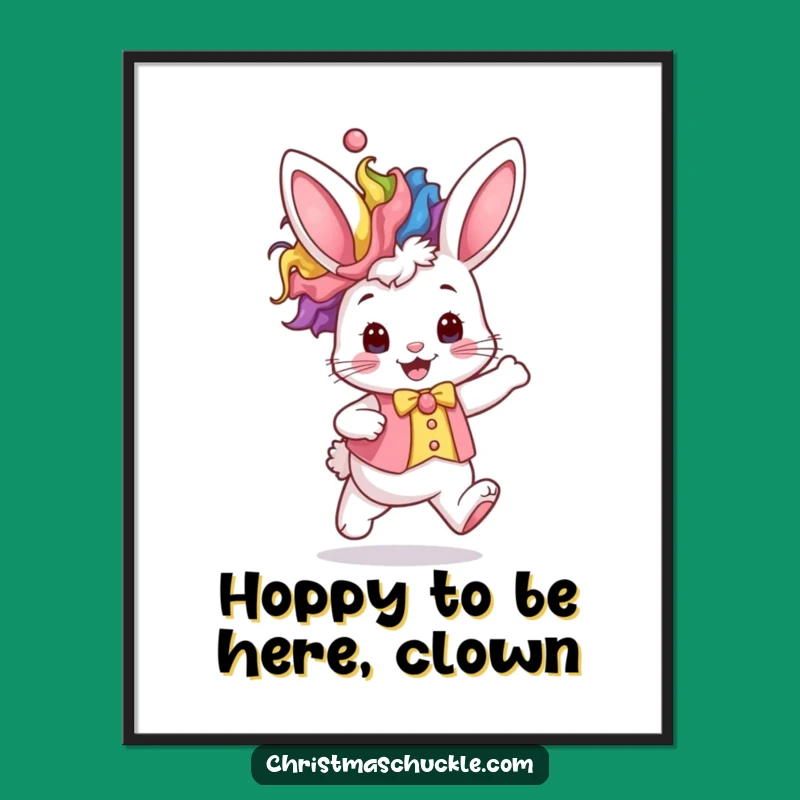 Free Printable Wall Art: Cute Bunny Clown, Quirky Downloadable Decor