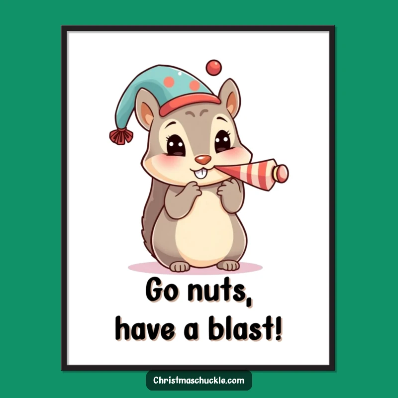 Free Printable Wall Art: Cute Squirrel Clown, Festive Fun, Quirky Downloadable Decor