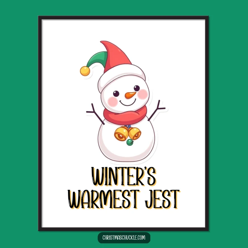 Free Printable Wall Art: Jolly Jester Snowman, Hilarious Winter Downloadable Decor