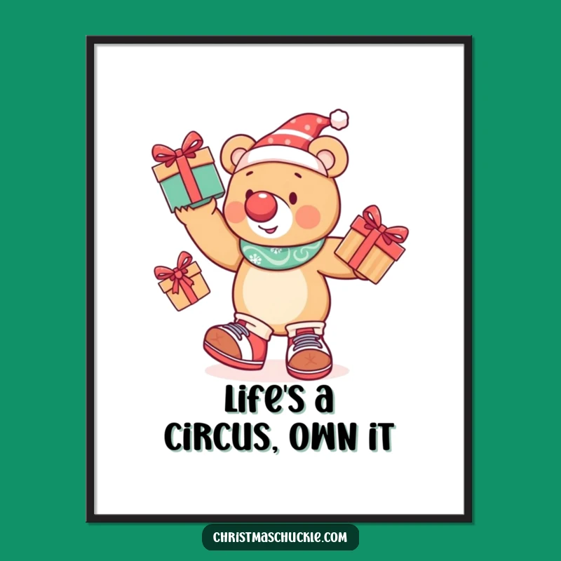 Funny Free Printable Bear Wall Art: Juggling Fun, Perfect Humorous Downloadable Decor