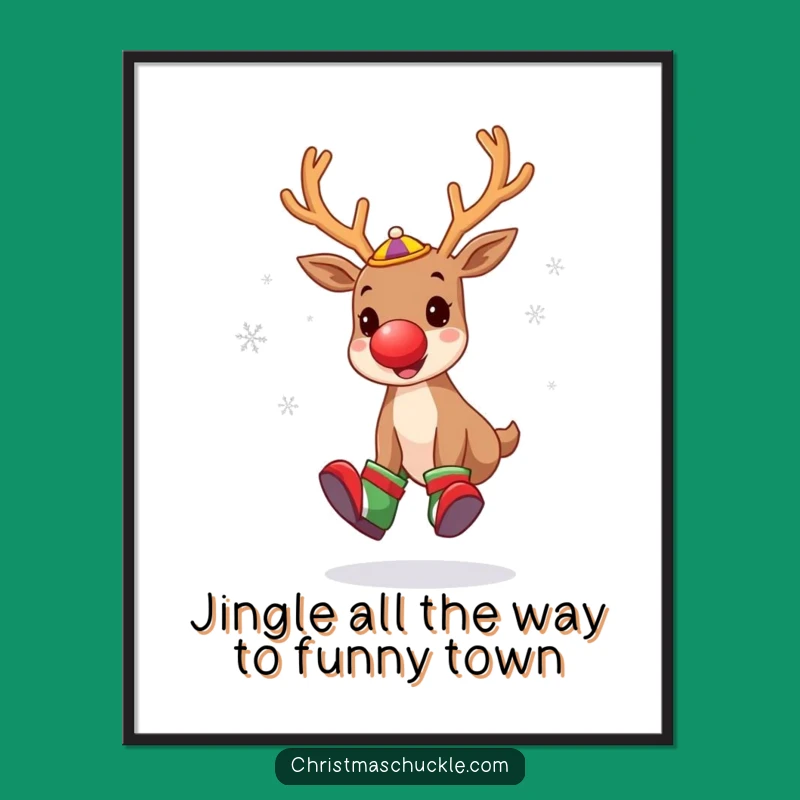 Funny Free Printable Reindeer Clown Wall Art - Downloadable Festive Holiday Decor!