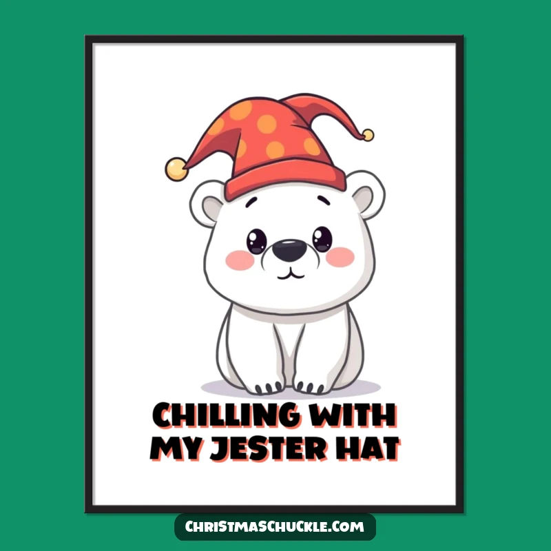 Funny Free Printable Wall Art: Jester Polar Bear Arctic Fun Downloadable Art