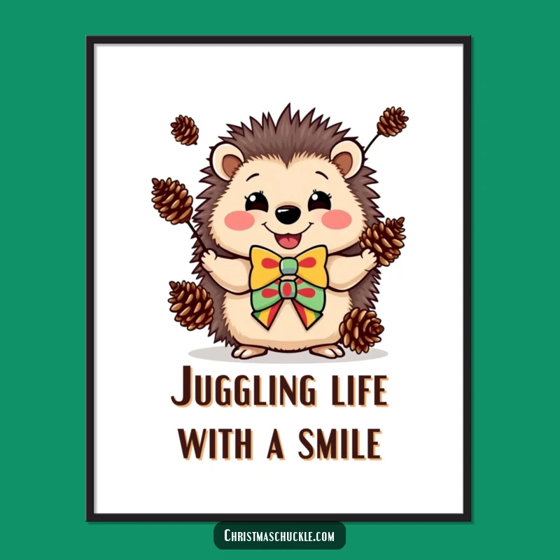 Free Printable Hedgehog Clown Wall Art: Juggling Fun Downloadable Decor for Joy