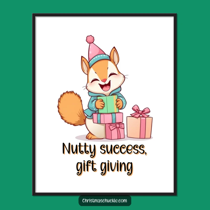 Funny Free Printable Wall Art: Squirrel Clown Balancing Presents, Whimsical Art