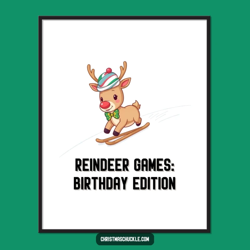 Free Printable Wall Art: Funny Reindeer Clown Sliding, Quirky Downloadable Decor