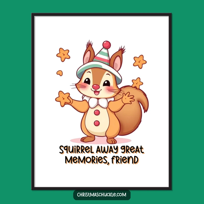 Free Printable Wall Art: Silly Squirrel Clown Juggling Cookies Download