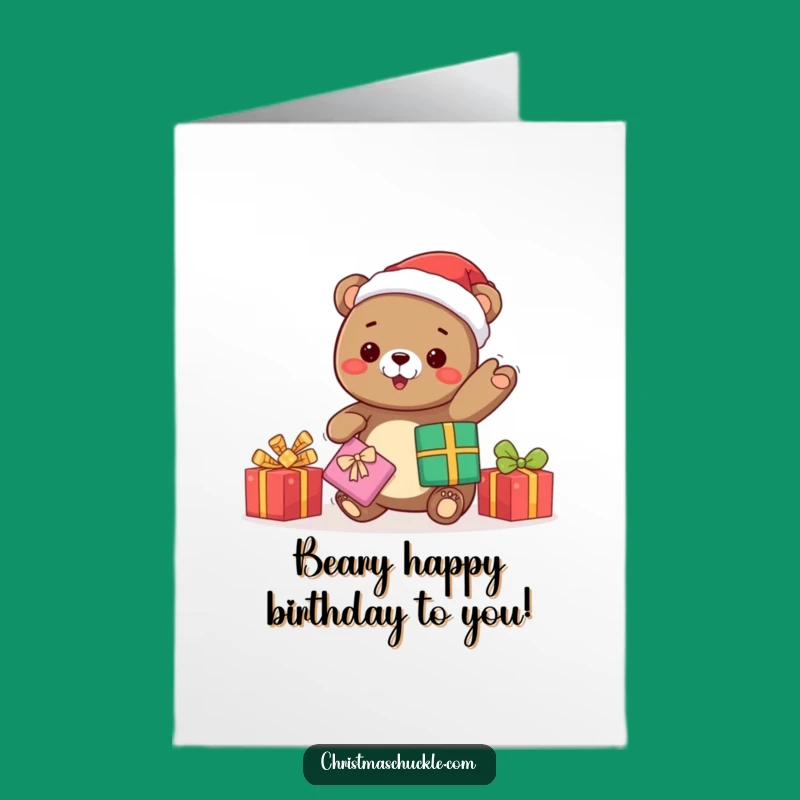 Free Printable Funny Birthday Card: Kawaii Bear Juggling Gifts Christmas Fun
