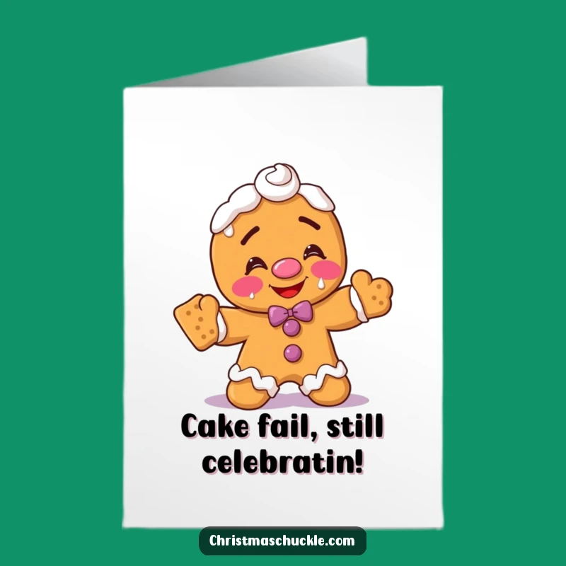 Free Printable Birthday Card: Funny Gingerbread Clown Fail - Hilarious Downloadable Gift