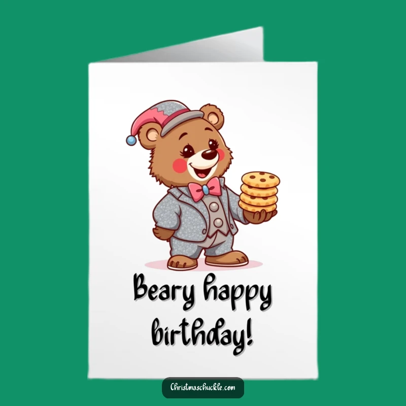 Free Printable Birthday Card: Bear Clown Cookies - Funny Downloadable Treat!