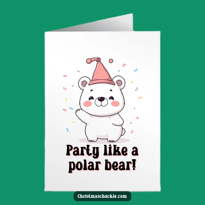Free Printable Birthday Card: Jester Polar Bear's Confetti Bash - Funny Downloadable Gift