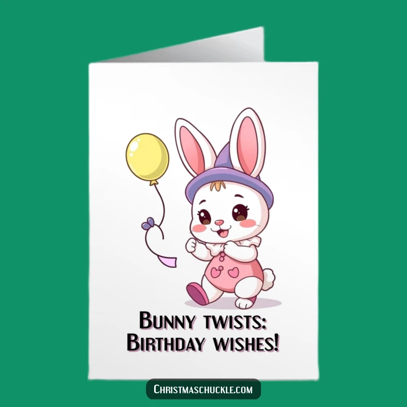 Free Printable Bunny Clown Balloon Twist Birthday Card: Funny Downloadable Gift for Kids