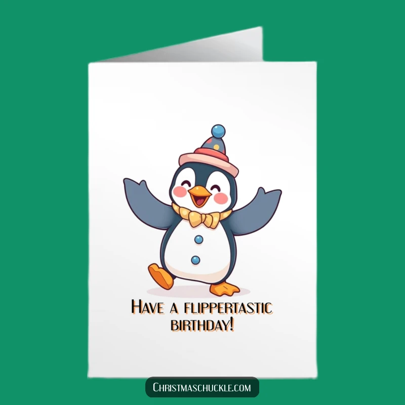 Free Printable Funny Birthday Card: Dancing Penguin Clown, Wacky DIY Downloadable Gift