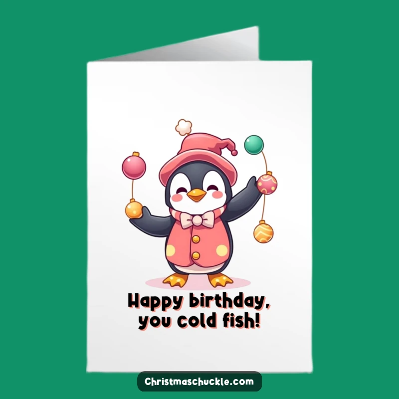 Free Printable Penguin Clown Birthday Card - Funny Downloadable Gift for Kids and Adults