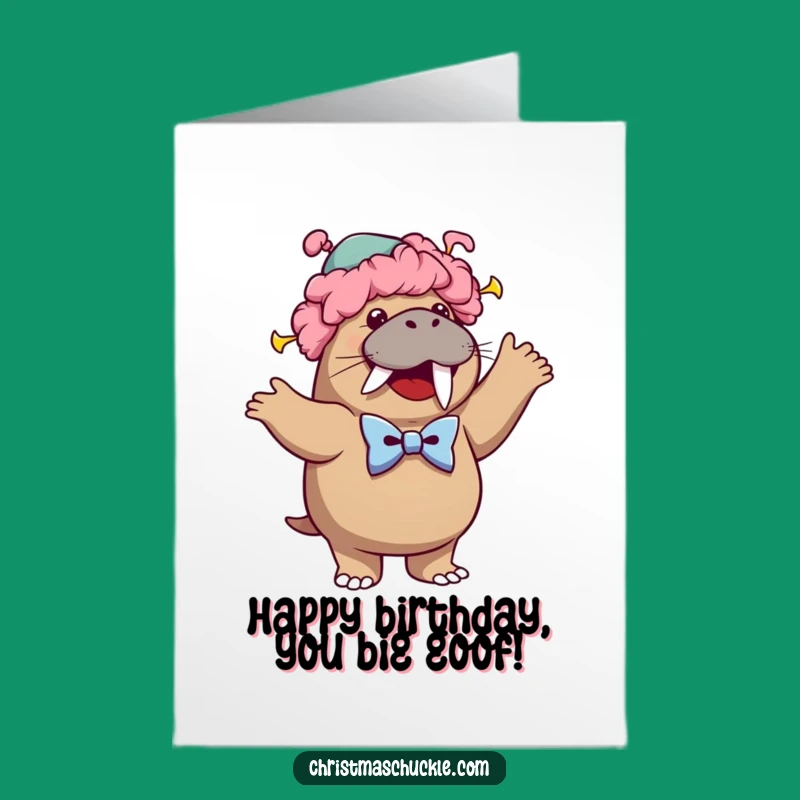Free Printable Funny Walrus Clown Birthday Card - Downloadable Dashing Dance Party!