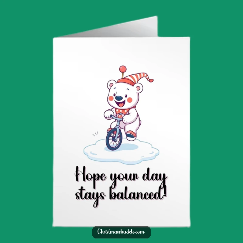 Free Printable Birthday Card: Polar Bear Clown Unicycle Fail, Hilarious Downloadable Gift