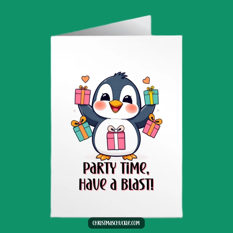 Free Printable Birthday Card: Juggling Penguin, Funniest Downloadable Gift for Party Lovers