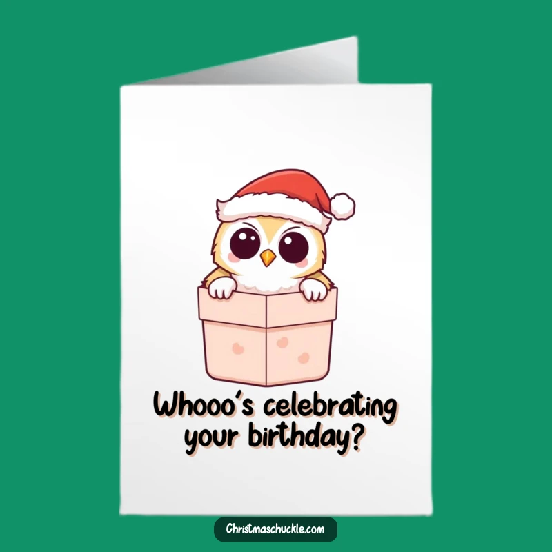 Free Printable Owl Birthday Card: Cute Santa Owl Peeking for a Festive Downloadable Gift!