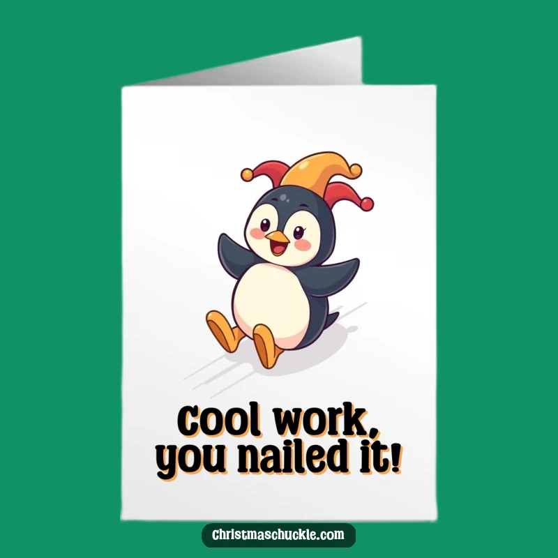 Free Printable Congrats Card Cheerful Penguin Funny Downloadable for Big Wins
