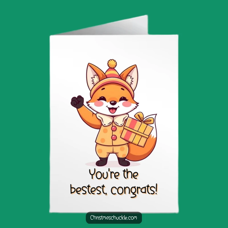 Free Printable Congrats Card: Fox Clown Gift, Celebrate with Festive Flair