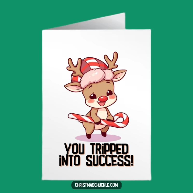 Free Printable Congrats Card: Funny Reindeer Clown, Hilarious Mishap, Downloadable Celebration